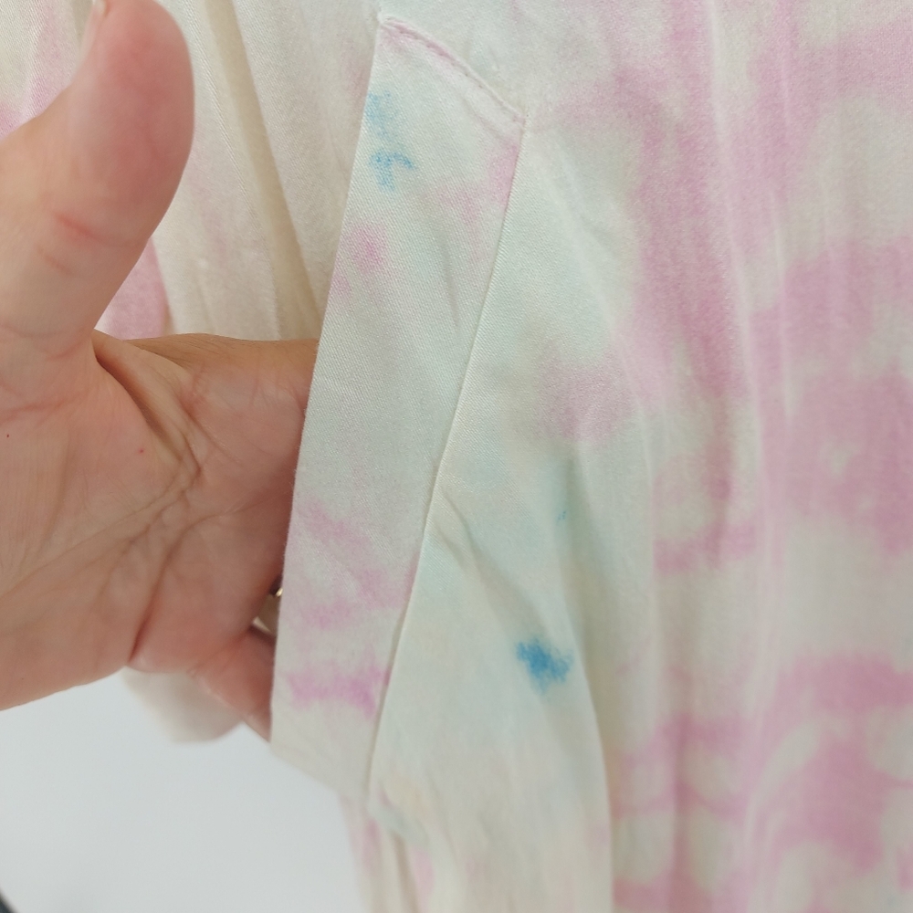 Something Navy Jackets & Coats Something Navy Satin Trench Coat Pink Tie Dye XS - Picture 6 of 8